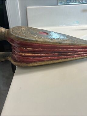 Vintage and Rare Garnier Decorative Brass Bellows-Style Decanter